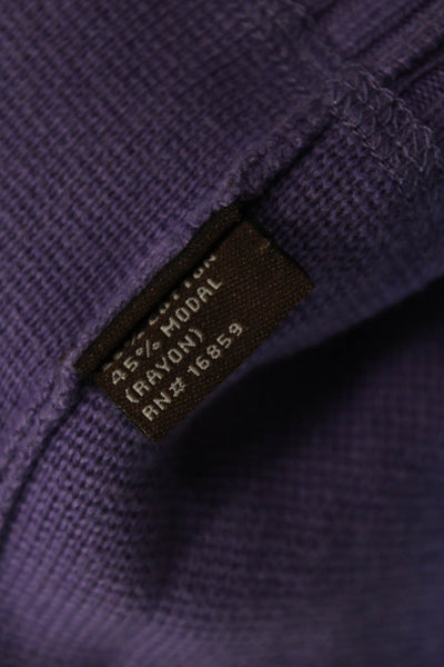 J. Mclaughlin Womens Long Sleeve Front Zip Knit Jacket Purple Cotton Small