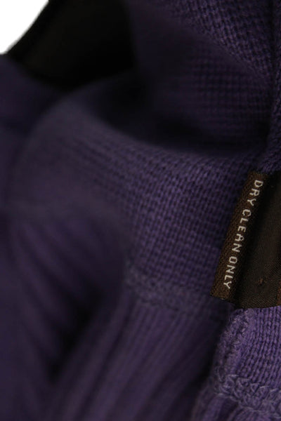 J. Mclaughlin Womens Long Sleeve Front Zip Knit Jacket Purple Cotton Small