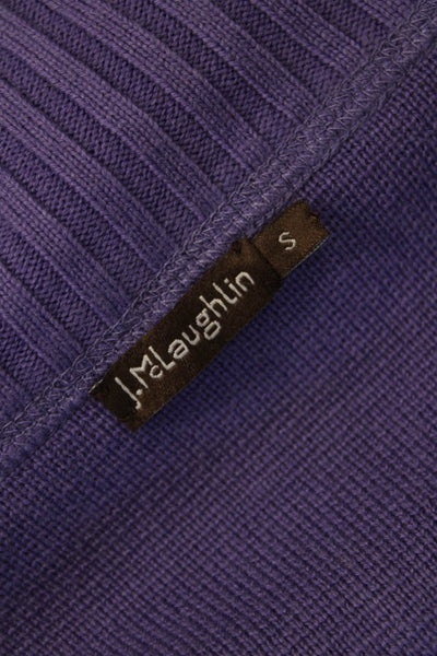J. Mclaughlin Womens Long Sleeve Front Zip Knit Jacket Purple Cotton Small