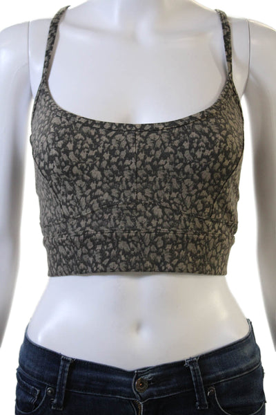 Varley Womens Move Irena Spotted Print Pullover Sports Bra Brown Size XL