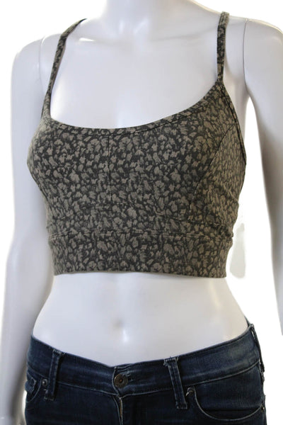 Varley Womens Move Irena Spotted Print Pullover Sports Bra Brown Size XL