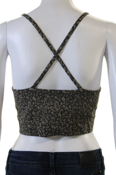 Varley Womens Move Irena Spotted Print Pullover Sports Bra Brown Size XL