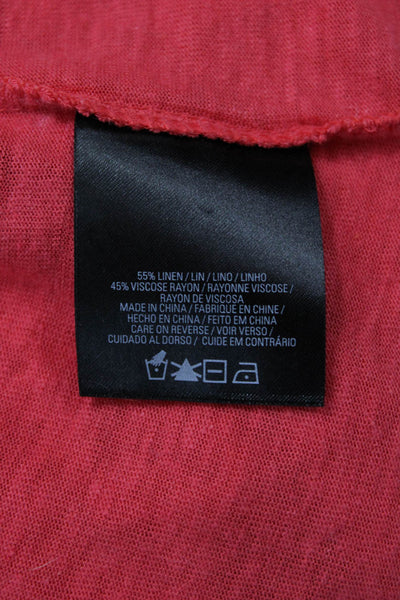 Elie Tahari Womens Long Sleeve V Neck Knit Shirt Pink Beige Size Small