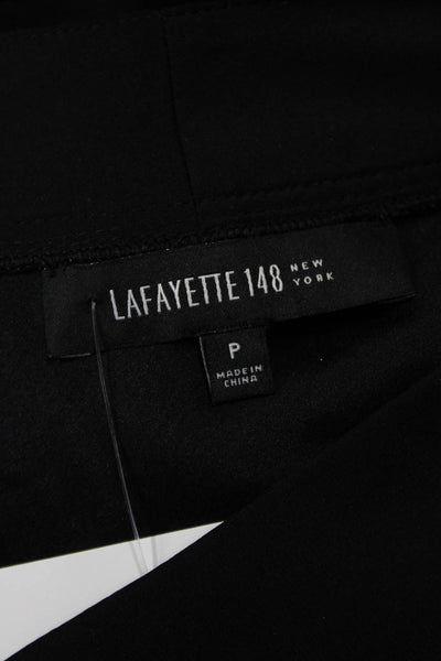 Lafayette 148 New York Womens Short Sleeve V Neck Silk Blouse Black Size Petite