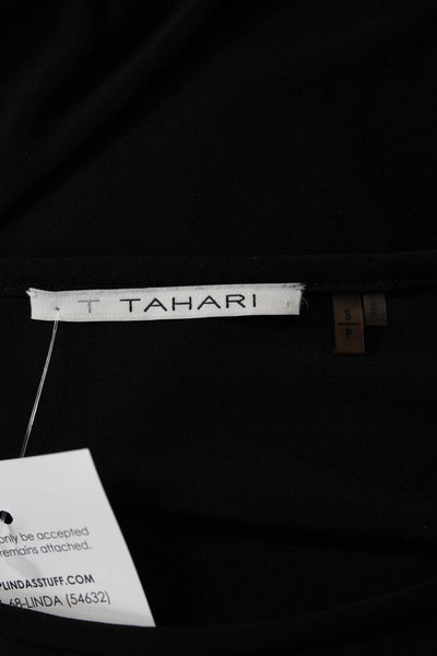 T Tahari Womens Short Sleeve Scoop Neck Cold Shoulder Knit Top Black Small