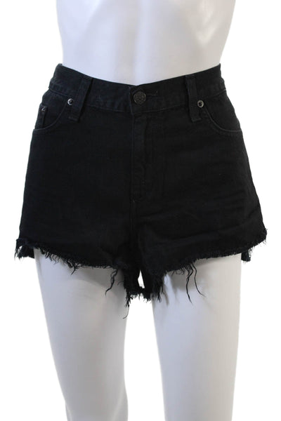 Rag & Bone Womens Cotton Zip Button Distress Shorts Black Size EUR 32