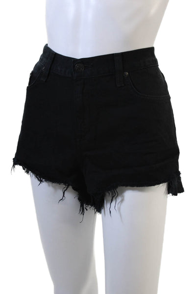 Rag & Bone Womens Cotton Zip Button Distress Shorts Black Size EUR 32