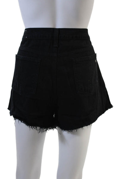Rag & Bone Womens Cotton Zip Button Distress Shorts Black Size EUR 32