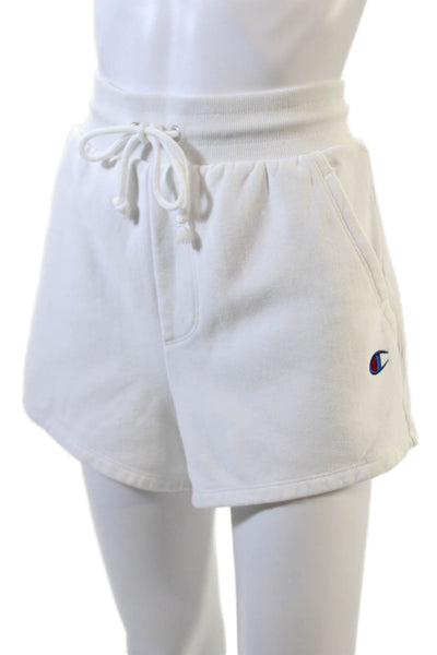 Champion Womens Elastic Waistband Drawstring Shorts White Size L