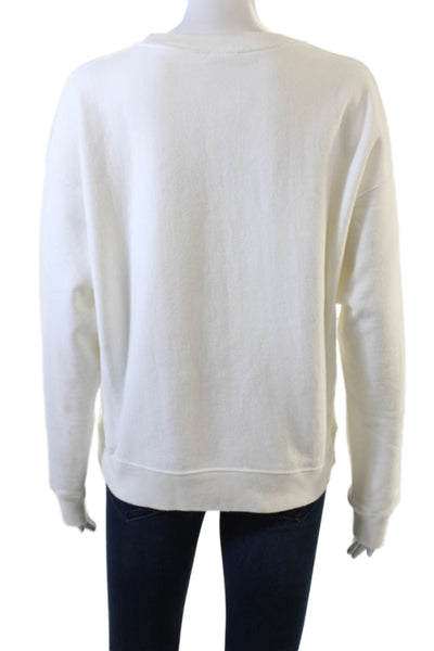 Champion Womens Cotton Long Sleeve Pullover Crewneck White Size L