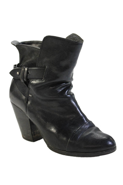 Rag & Bone Womens Textured Lined Buckle Booties Black Size EUR 39