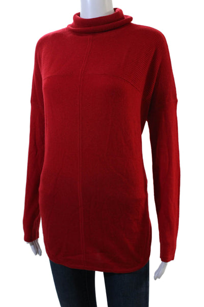 Magaschoni Womens Cashmere Long Sleeves Turtleneck Sweater Red Size 1