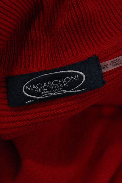 Magaschoni Womens Cashmere Long Sleeves Turtleneck Sweater Red Size 1