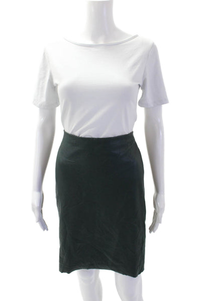 Bailey 44 Womens Faux Leather Patchwork Straight Midi Skirt Green Size 8
