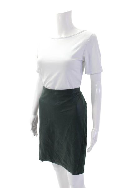 Bailey 44 Womens Faux Leather Patchwork Straight Midi Skirt Green Size 8