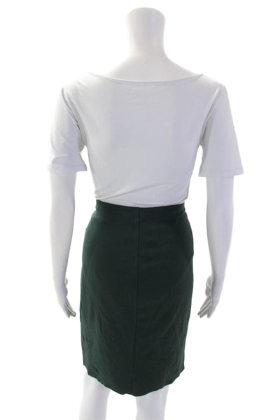 Bailey 44 Womens Faux Leather Patchwork Straight Midi Skirt Green Size 8