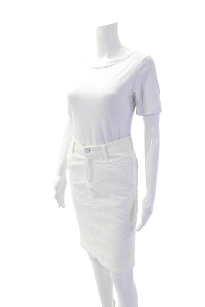 Joes Womens Denim Flat Front Buttoned Midi Straight Skirt White Size S