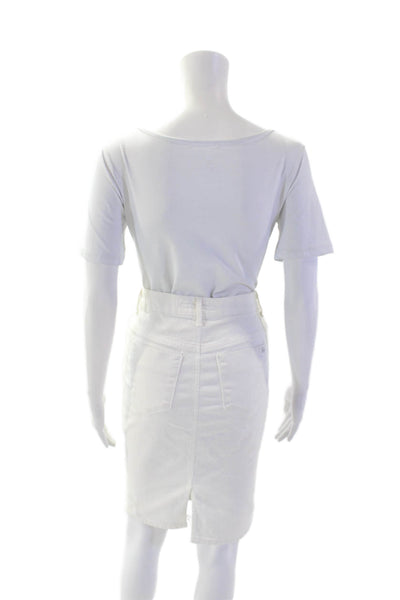 Joes Womens Denim Flat Front Buttoned Midi Straight Skirt White Size S