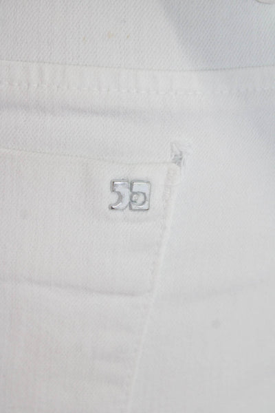 Joes Womens Denim Flat Front Buttoned Midi Straight Skirt White Size S
