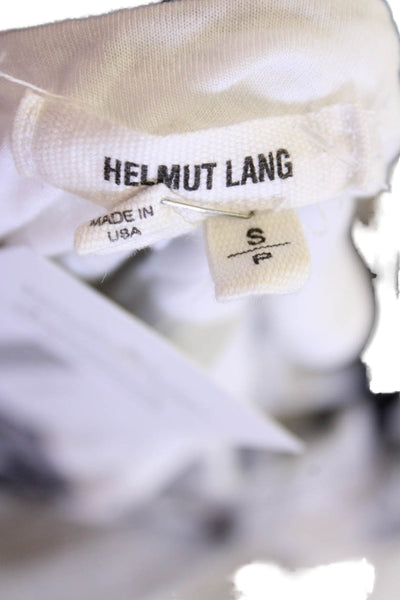 Helmut Lang Womens Tie Dye Print Round Neck Blouson Top Black White Size S