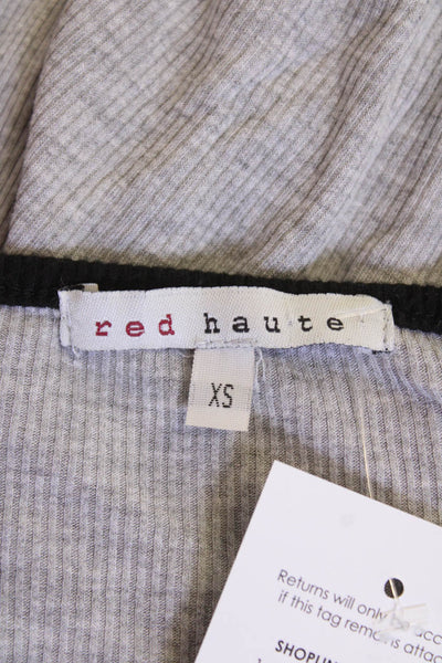 Red Haute Womens Striped Trimmed Long Sleeve Blouse Top Gray Size XS