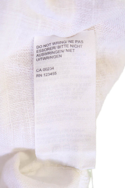 Saks Fifth Avenue Womens Linen Floral Lace Off the Shoulder Blouse White Size S