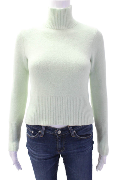 Zara Womens Knitted Ribbed Turtleneck Long Sleeve Sweater Mint Green Size S