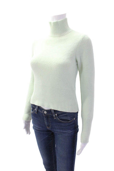 Zara Womens Knitted Ribbed Turtleneck Long Sleeve Sweater Mint Green Size S
