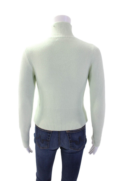 Zara Womens Knitted Ribbed Turtleneck Long Sleeve Sweater Mint Green Size S