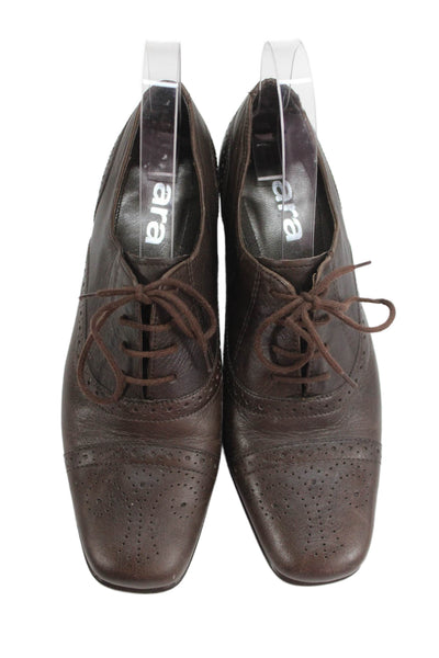 Ara Womens Leather Oxford Shoes Brown Size 3.5