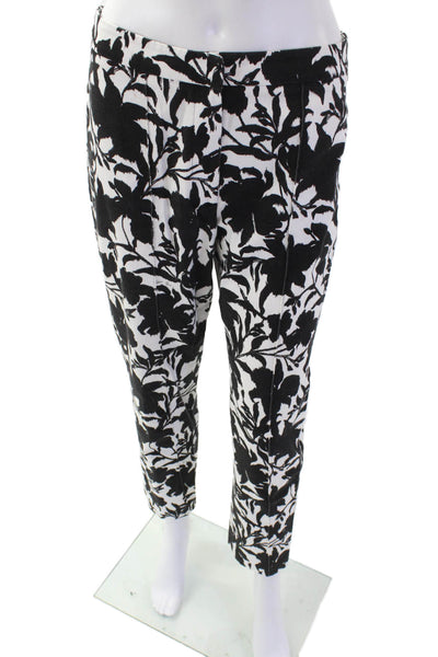 Adam Lippes Womens Textured Zip Button Floral Pants White Size 6
