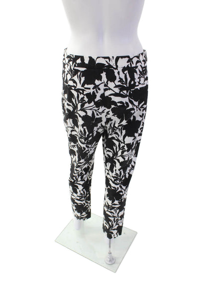 Adam Lippes Womens Textured Zip Button Floral Pants White Size 6