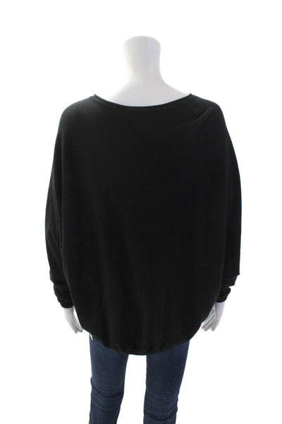 Vivienne Tam Womens Cotton Long Sleeve Round Neck Knit Sweater Black Size S