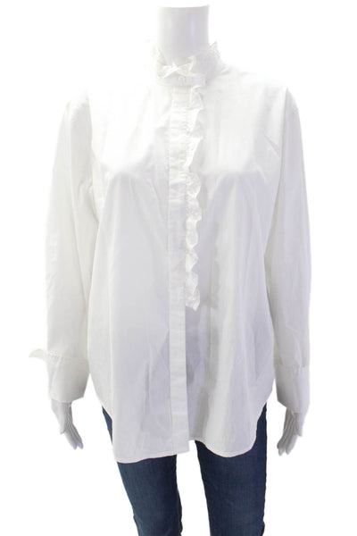 J Crew Womens Cotton Long Sleeve Button Up Blouse White Size 08