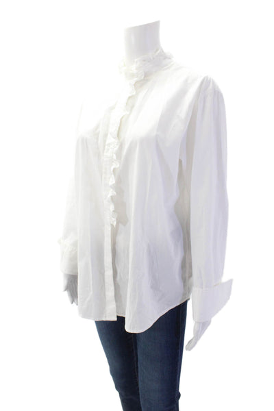 J Crew Womens Cotton Long Sleeve Button Up Blouse White Size 08