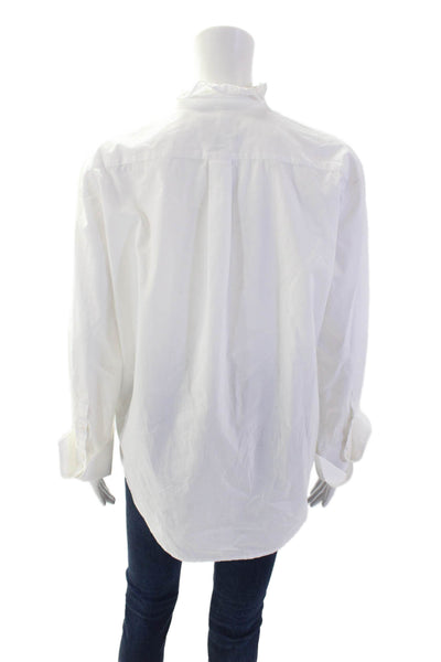 J Crew Womens Cotton Long Sleeve Button Up Blouse White Size 08