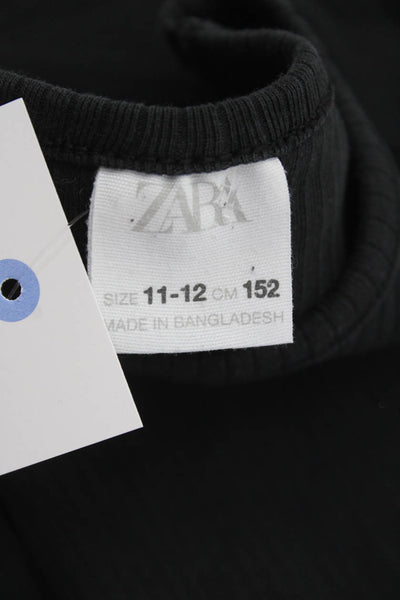 Zara Girls Long Sleeve Round Neck Casual Knit Top Black Size 12