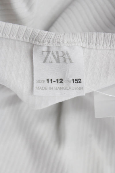 Zara Girls Long Sleeve Round Neck Casual Top White Size 11-12Y
