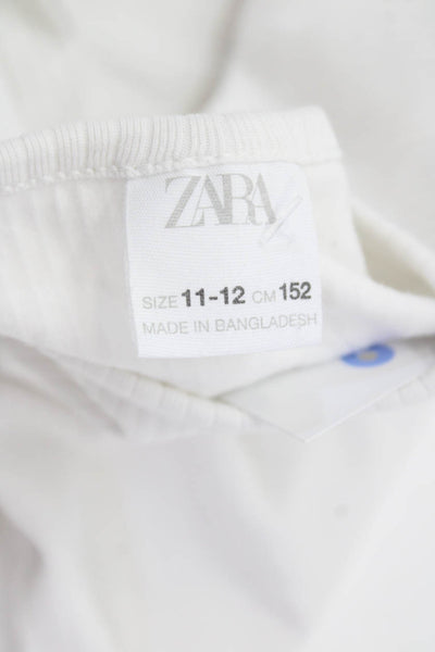 Zara Girls Long Sleeve Round Neck Casual Top White Size 11-12Y