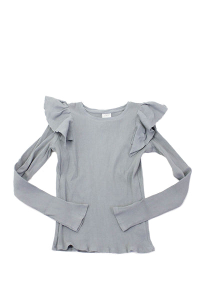 Zara Girls Cotton Long Sleeve Round Neck Knit Top Gray Size 11-12Y