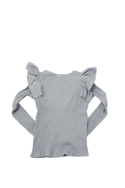 Zara Girls Cotton Long Sleeve Round Neck Knit Top Gray Size 11-12Y