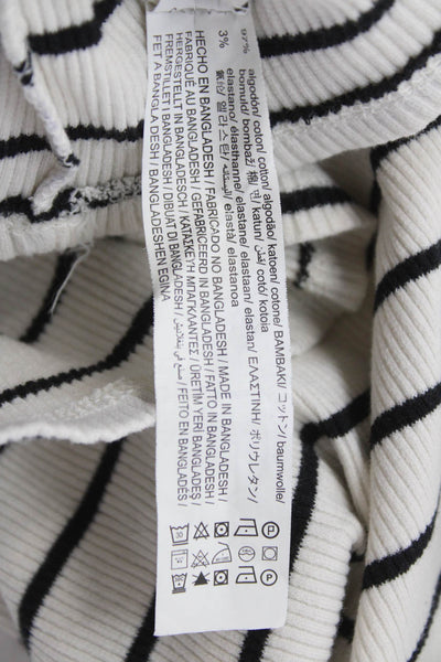 Zara Girls Long Sleeve Striped Round Neck Casual Knit Top White Size 11-12Y