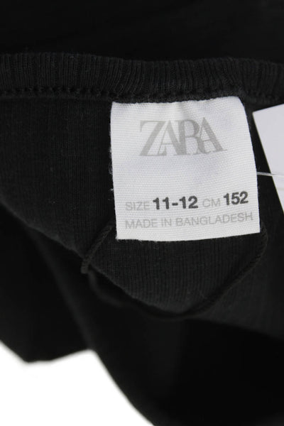 Zara Girls Round Neck Long Sleeve Casual Top Black Size 11-12Y
