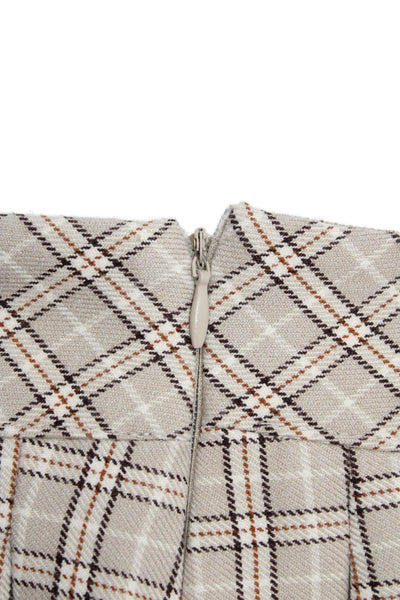 Zara Girls Cotton Textured Zip Plaid Printed Short Skirt Nude Size 13-14Y