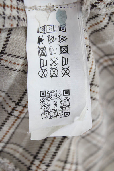 Zara Girls Cotton Textured Zip Plaid Printed Short Skirt Nude Size 13-14Y