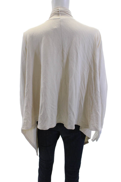 Lanston Womens Cotton Cowl Neck Long Sleeve Cardigan Top Beige Size S