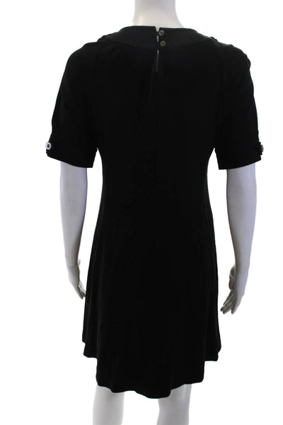 Searle Womens Scoop Neck Short Sleeve A-Line Dress Black Size 4