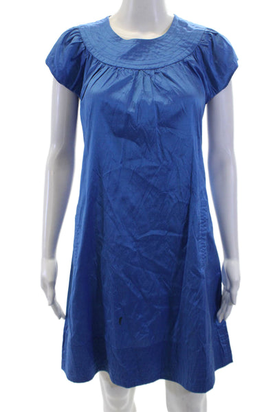Calypso Christiane Celle Womens Silk Crew Neck Zip Back Dress Blue Size S