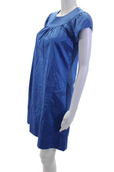 Calypso Christiane Celle Womens Silk Crew Neck Zip Back Dress Blue Size S