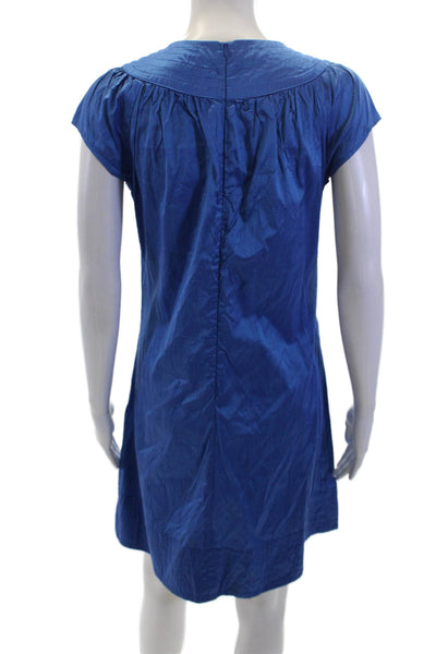 Calypso Christiane Celle Womens Silk Crew Neck Zip Back Dress Blue Size S